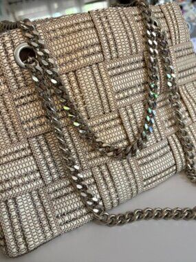 Alma Tonutti Woven Sparkly Bag with Silver Chain Handle